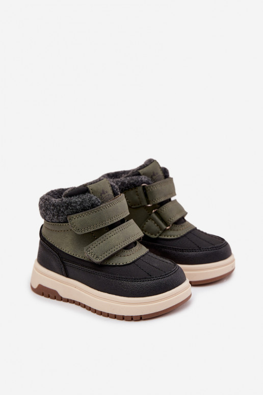 Vaikiški žalios-juodos spalvos sniego batai su lipniais užsegimais Darlene