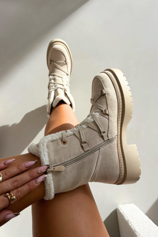 Moteriški pašiltinti sniego batai, smėlio spalvos, Irmara