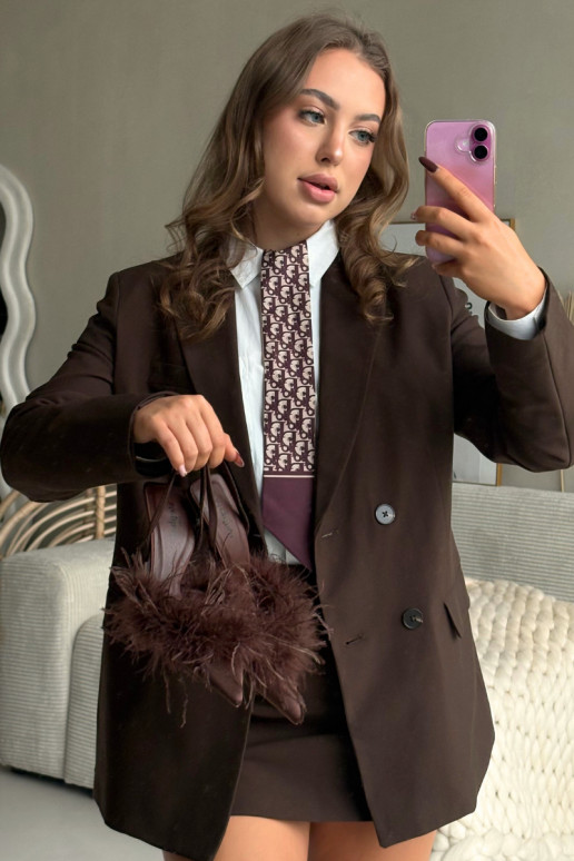 Aukštakulniai bateliai su plunksnomis ir atviru kulnu šokoladinės spalvos Belice