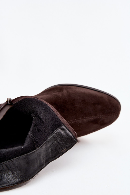 Moteriški aulinukai iš dirbtinės zomšos Klocke šilti D&A CR52-651 šokoladinės spalvos