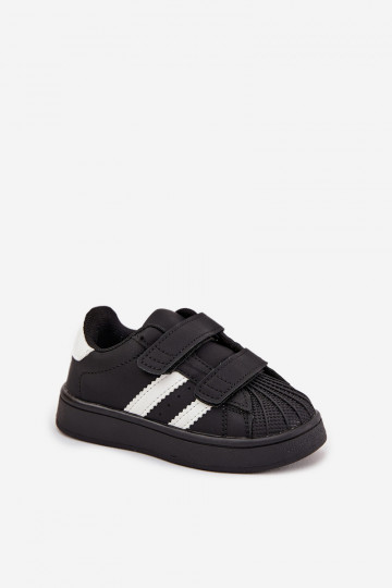 Vaikiški sportiniai bateliai Sneakers modelio iš dirbtinės odos, juodos spalvos, Renel