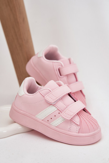 Vaikiški sportiniai bateliai Sneakers modelio iš dirbtinės odos, rožinės spalvos, Renel