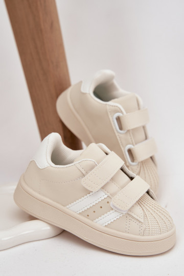 Vaikiški sportiniai bateliai Sneakers modelio iš dirbtinės odos, smėlio spalvos, Renel