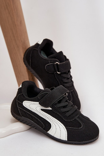 Vaikiški sportbačiai su lipniu užsegimu juodos ir baltos spalvos Perrin