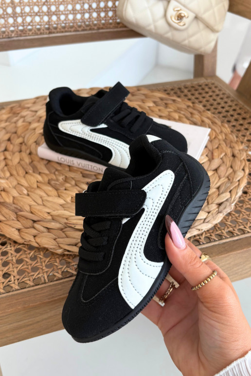 Vaikiški sportbačiai su lipniu užsegimu juodos ir baltos spalvos Perrin