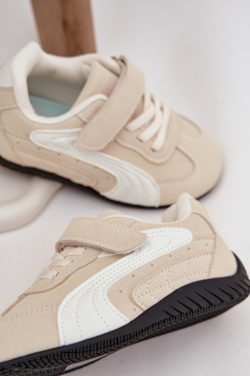 Vaikiški sportbačiai su lipniu užsegimu smėlio spalvos Perrin