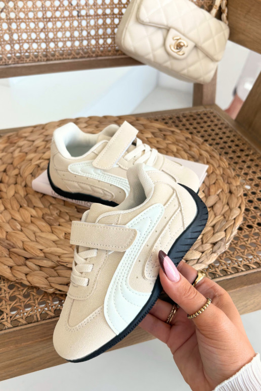 Vaikiški sportbačiai su lipniu užsegimu smėlio spalvos Perrin