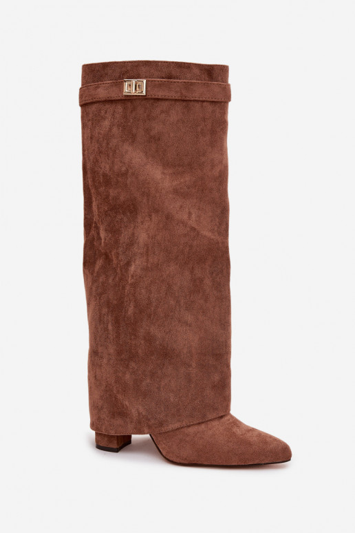 ilgaauliai batai iš eko zomšosoĮe Obcas Słupek Į Pilį pašiltinti INyĮinięta CholeĮka smėlio spalvos Evyra