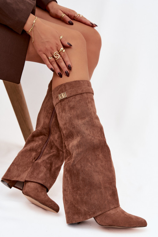 ilgaauliai batai iš eko zomšosoĮe Obcas Słupek Į Pilį pašiltinti INyĮinięta CholeĮka smėlio spalvos Evyra