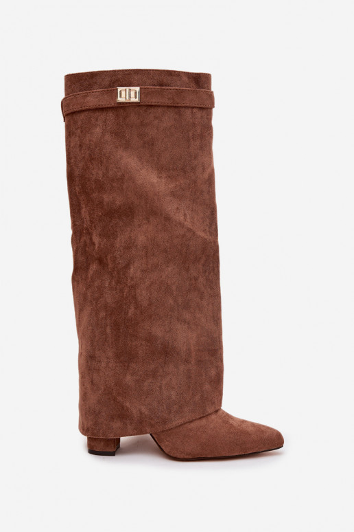 ilgaauliai batai iš eko zomšosoĮe Obcas Słupek Į Pilį pašiltinti INyĮinięta CholeĮka smėlio spalvos Evyra