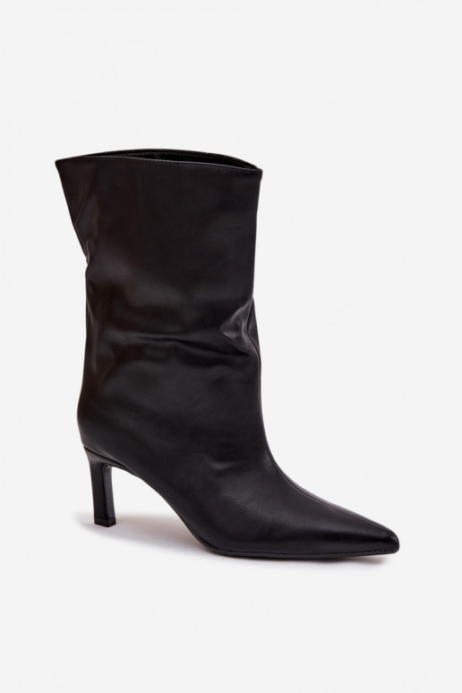 Įsispiriamo modelio Moteriški aulinukai su plonais kulniukais iš eko odos juodos spalvos Norell