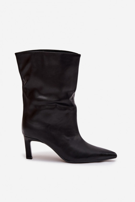 Įsispiriamo modelio Moteriški aulinukai su plonais kulniukais iš eko odos juodos spalvos Norell