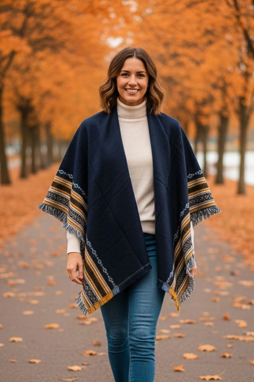 Tamsiai mėlynas šalikas su papuošimu Rio