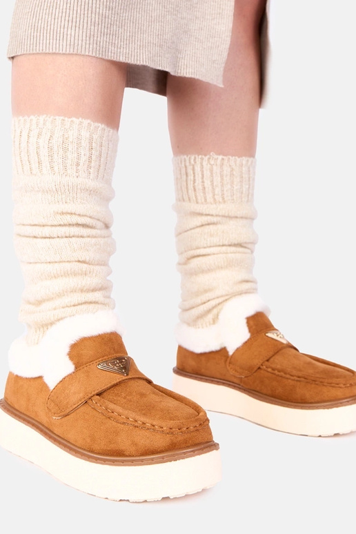 Rudi mokasinai šilti su kailiu Loafy