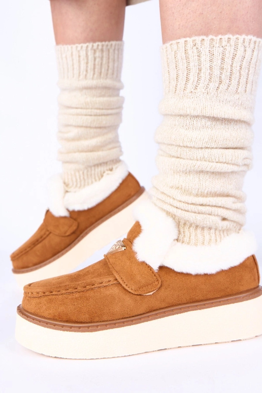 Rudi mokasinai šilti su kailiu Loafy