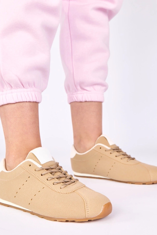 Smėlio spalvos sportbačiai su baltu...