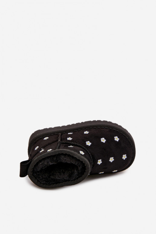 Vaikiški sniego batai su gėlių motyvais, juodos spalvos Gracina