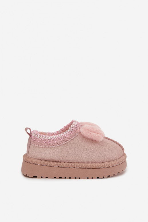 Vaikiški sniego batai su siuvinėjimu ir kaspinu, rožinės spalvos Daven