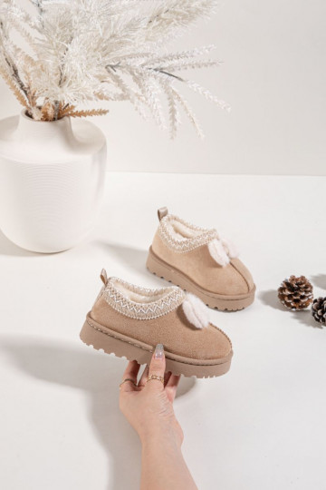 Vaikiški sniego batai su siuvinėjimu ir kaspinu, smėlio spalvos Daven 2
