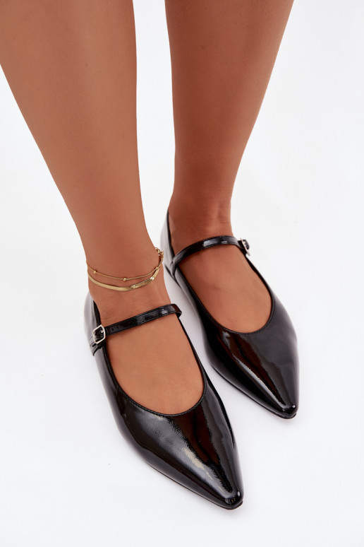 Lakuotos balerinos su dirželiais juodos spalvos Jarelle