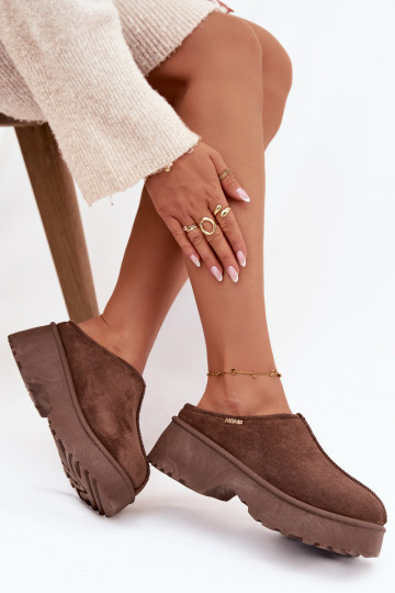 sniego batai Moteriškos žemos su platforma rudos spalvos Yrenna