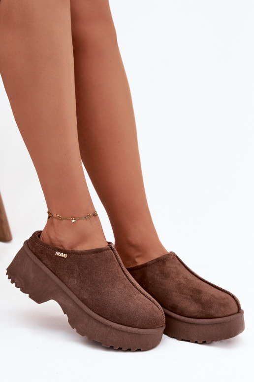 sniego batai Moteriškos žemos su platforma rudos spalvos Yrenna