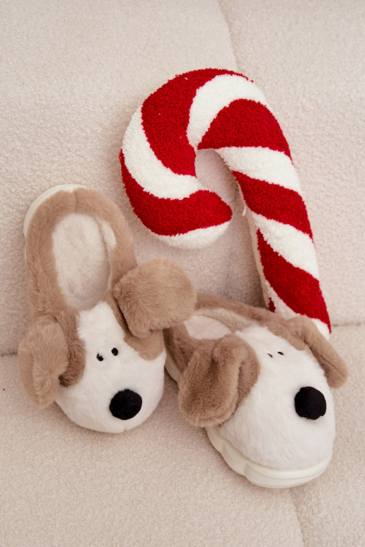 su kailiuku Šlepetės Moteriškas Šuniukai smėlio spalvos Faylen