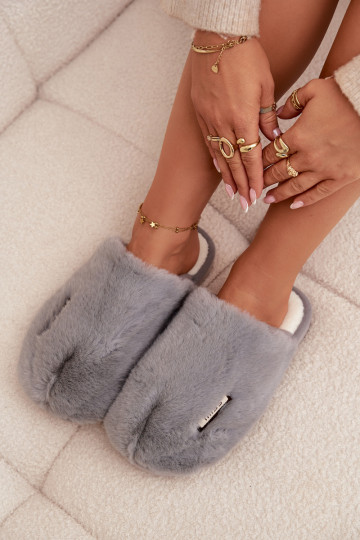 su kailiuku Šlepetės Moteriškas pilkos spalvos Belinna