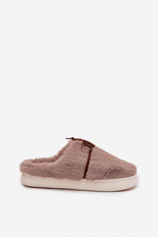 su kailiuku Šlepetės su kaspinais chaki spalvos Minella