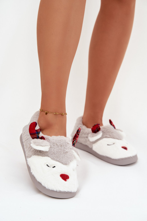 Šlepetės Christmas Moteriškas Su tema Šiaurės elniai su kailiuku pilkos spalvos Orsella