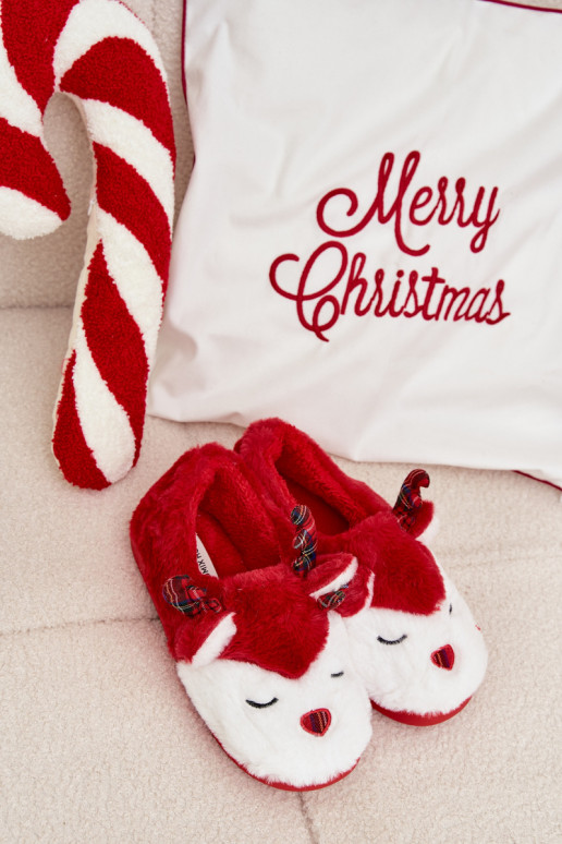 Šlepetės Christmas Moteriškas Su tema Šiaurės elniai su kailiuku raudonos spalvos Orsella