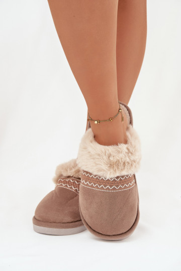 Šlepetės Moteriškas su kailiuku I Haftem chaki spalvos Devianne