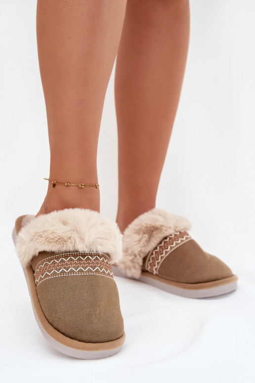 Šlepetės Moteriškas su kailiuku I Haftem žalios spalvos Devianne