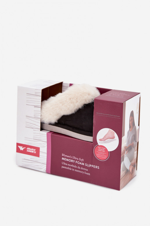 Šlepetės Moteriškas su kailiuku juodos spalvos Zanelia