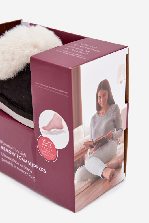 Šlepetės Moteriškas su kailiuku juodos spalvos Zanelia