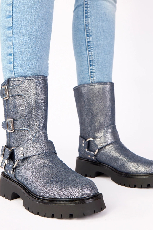 Mėlyni aulinukai puošti sagtimis su...