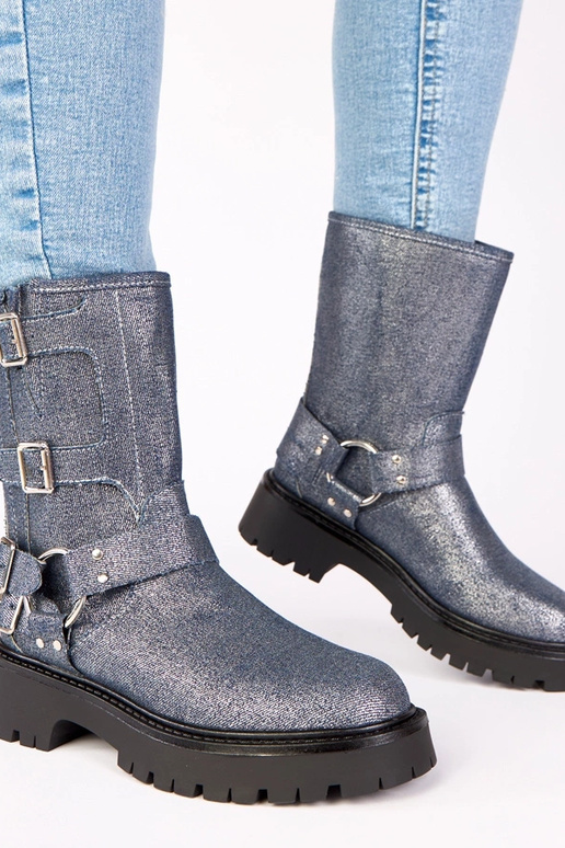 Mėlyni aulinukai puošti sagtimis su...