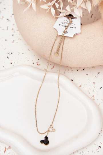 Grandinė iš nerūdijančio plieno pelė Miki aukso spalvos