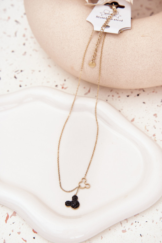 Grandinė iš nerūdijančio plieno pelė Miki aukso spalvos