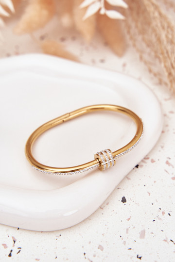 Apyrankė Moteriškas su tviskančiomis akutėmis Stal NierdzeĮna aukso spalvos 2