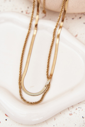 Dviguba grandinė Pagaminta iš chirurginio plieno aukso spalvos