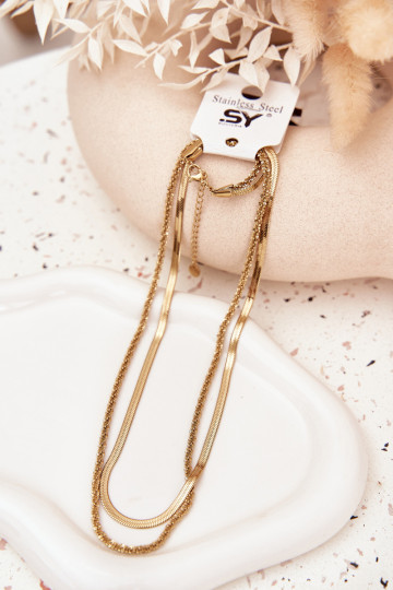 Dviguba grandinė Pagaminta iš chirurginio plieno aukso spalvos 2