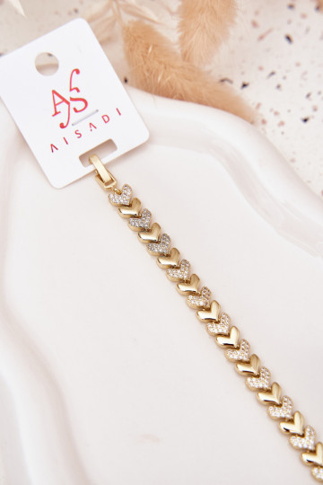 Apyrankė Moteriškas Širdelės su tviskančiomis akutėmis aukso spalvos 2