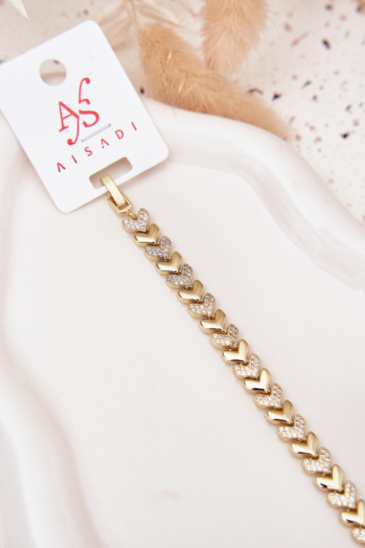 Apyrankė Moteriškas Širdelės su tviskančiomis akutėmis aukso spalvos