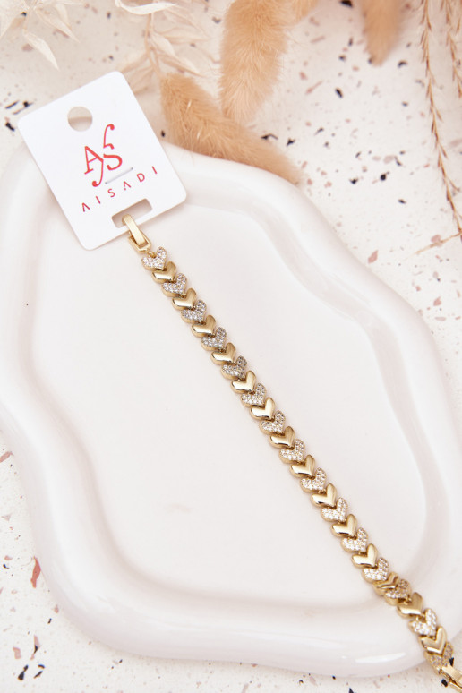 Apyrankė Moteriškas Širdelės su tviskančiomis akutėmis aukso spalvos