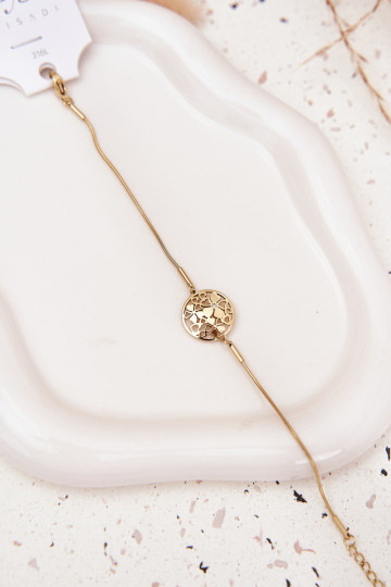 Apyrankė Moteriškas Su pakabuku Kółkosusu gėlių motyvaisuszkami aukso spalvos 2