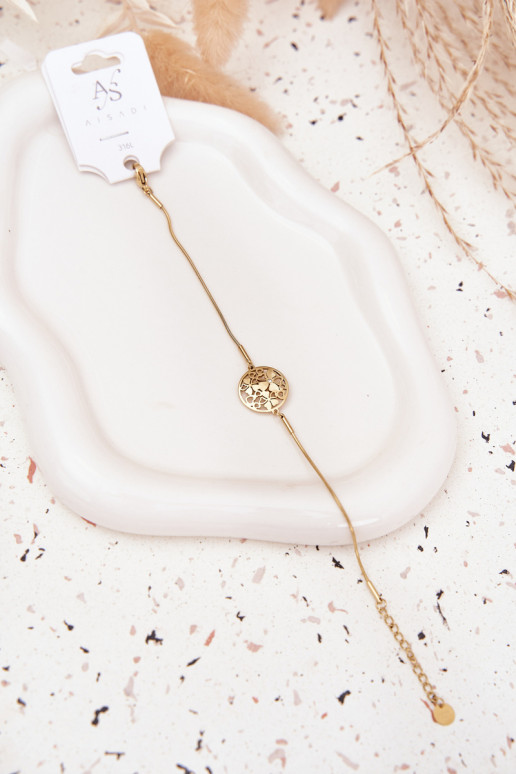 Apyrankė Moteriškas Su pakabuku Kółkosusu gėlių motyvaisuszkami aukso spalvos