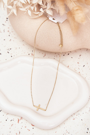 Grandinė Su kryžiumi Stal Chirurgiczna aukso spalvos 2