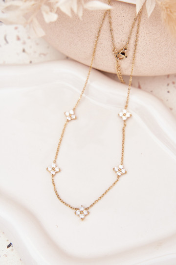 Kaklo papuošalas Moteriškasusu gėlių motyvaisuszkami Stal Chirurgiczna aukso spalvos