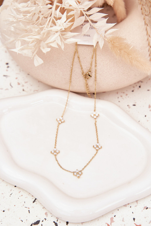 Kaklo papuošalas Moteriškasusu gėlių motyvaisuszkami Stal Chirurgiczna aukso spalvos